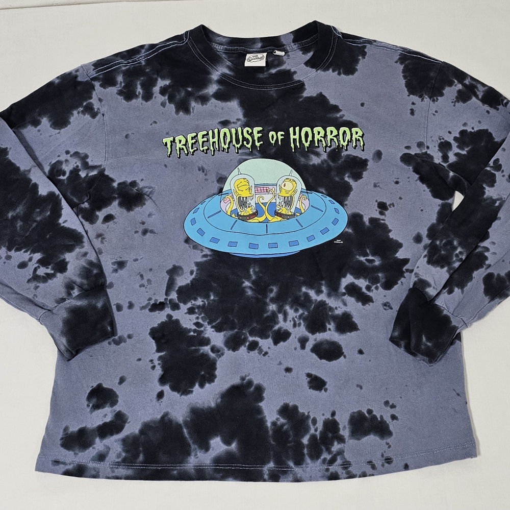 Treehouse of Horror Tie-Dye Long Sleeve Tee - Black/Gray